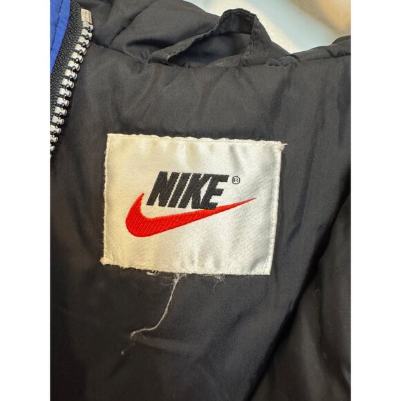 Vintage Nike Hooded Windbreaker Jacket Mens XL Black/Blue Swoosh Logo Pullover L - Picture 4 of 8